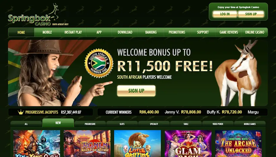 Springbok Casino Casino and Welcome Bonus Screenshot